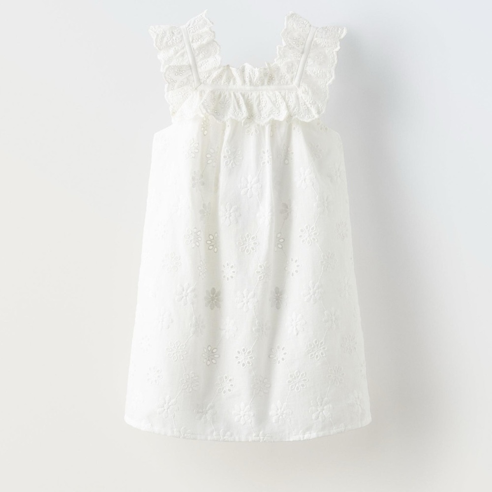 Zara embroidery cotton dress